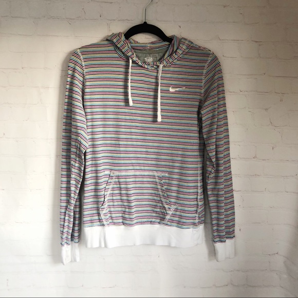 Nike Tops - [Nike] cotton striped hooded pullover Medium